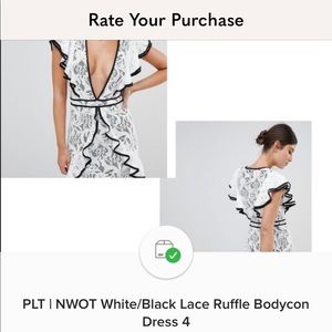 PLT | NWOT White/Black Lace Ruffle Bodycon Dress 4